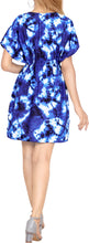 Cargar imagen en el visor de la galería, LA LEELA Women&#39;sTie Dye Printed Short Dress Cover-ups M-L Royal Blue_AA506