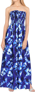 LA LEELA Long Maxi Tie-Die Feel Tube Dress For Women Beach Sundress Vacation Outfit Ladies