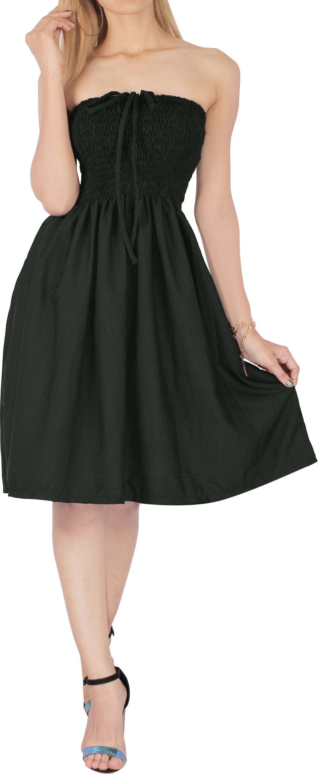 LA LEELA Black Color Tube Dress For Women Female Chic And Casual Swimsuit Swimwear Coverup