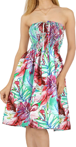 HAPPY BAY Tropical Hawaiian Leaves Print Women's Tube Dress Floral Beachwear Palm Trees Female Swimsuit Coverup