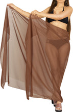 Load image into Gallery viewer, LA LEELA Women&#39;s Chiffon Sheer Plain Long Sarong Pareo Beach Wear Wrap Cover up Swimsuit