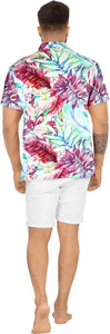 La Leela Men's Tropical Leaves Printed Casual Beach Button up Hawaiian Shirt Size 3XL
