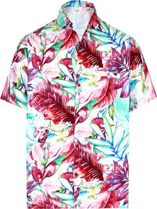 La Leela Men's Tropical Leaves Printed Casual Beach Button up Hawaiian Shirt Size 3XL