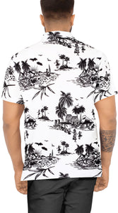 LA LEELA Men's Hawaiian Casual Short Sleevees Button Down Beach Shirts