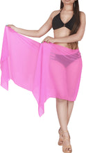 Load image into Gallery viewer, LA LEELA Women&#39;s Sheer Plain Pink Chiffon Sarong Multi Wear Stylish Bikini Wrap ONE SIZE