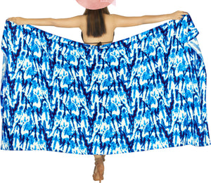 HAPPY BAY Women's Multi Wear Soft Blue Sarong Beach Wrap Full Size for Swim Wear