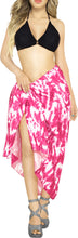 Load image into Gallery viewer, LA LEELA Tie-Die PINK and WHITE Beach Sarong for Women Beach Wrap Cover Up for Swimsuit - ONE SIZE