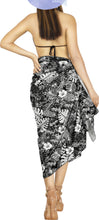 Load image into Gallery viewer, LA LEELA Printed BLACK Beach Sarong for Women Beach Wrap Cover Up for Swimsuit - ONE SIZE