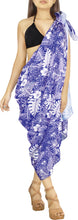 Load image into Gallery viewer, LA LEELA Printed Blue Beach Sarong for Women Beach Wrap Cover Up for Swimsuit - ONE SIZE
