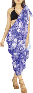 LA LEELA Printed Blue Beach Sarong for Women Beach Wrap Cover Up for Swimsuit - ONE SIZE