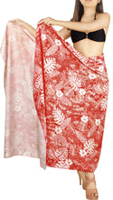 Load image into Gallery viewer, LA LEELA Printed RED Beach Sarong for Women Beach Wrap Cover Up for Swimsuit - ONE SIZE