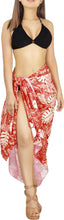 Load image into Gallery viewer, LA LEELA Printed RED Beach Sarong for Women Beach Wrap Cover Up for Swimsuit - ONE SIZE