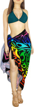 Load image into Gallery viewer, LA LEELA Black Printed Beach Sarong for Women Beach Wrap Cover Up for Swimsuit - ONE SIZE