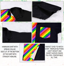 Cargar imagen en el visor de la galería, LA LEELA Men's Casual Button Down Short Sleeve Dress Work Shirt Rainbow Strips P00526