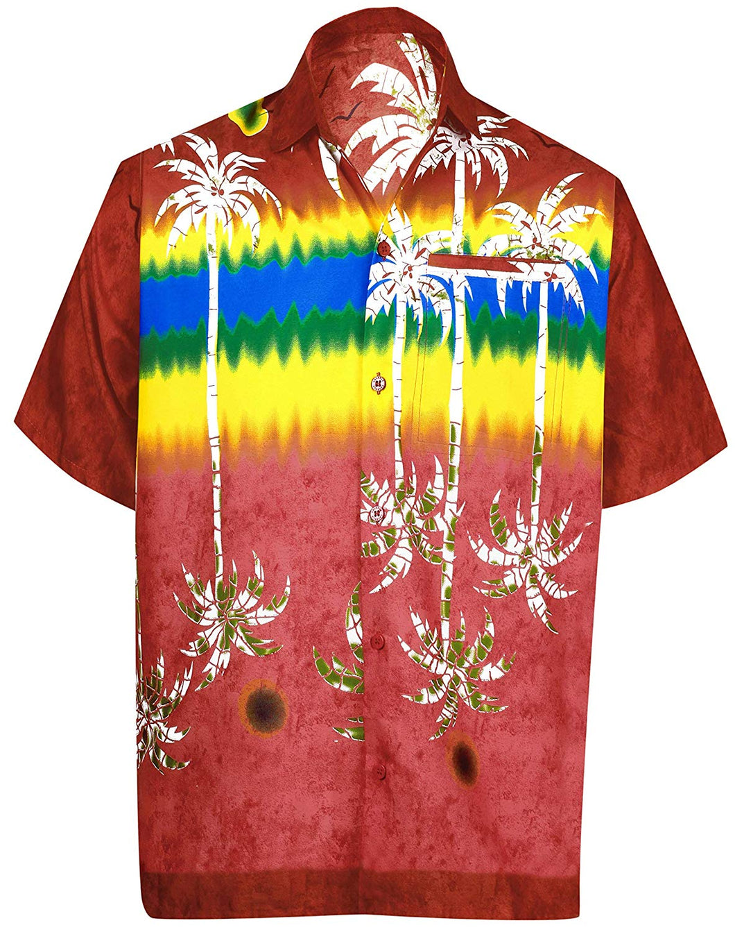 Men's Regular Fit Camp Palm tree Short Sleeves Button Down Hawaiian Shirts aloha