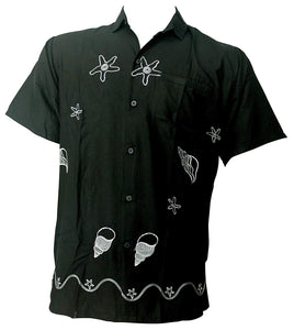 LA LEELA Shirt Casual Button Down Short Sleeve Beach Shirt Men Embroidered 179