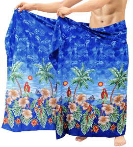 Vintage Casual Aloha Beachwear Wrap Swimwear/Sleepwear Pareo Likre Mens Sarong