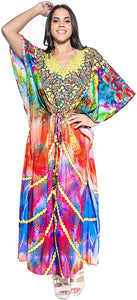 LA LEELA Women's Plus Size HD Designer Drawstring Caftan Dress Fits L-4X