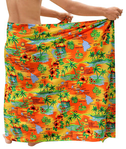 Beach Wear Mens Sarong Pareo Wrap Cover ups Bathing Suit Bamboo Towel Swimwear