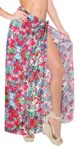 LA LEELA Women Bikini Cover up Wrap Dress Swimwear Sarong Digital Plus Size