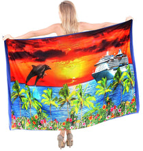 Load image into Gallery viewer, la-leela-womens-bikini-wrap-cover-up-swimsuit-dress-sarong-digital-plus-size