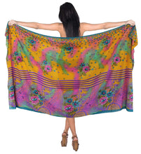 Load image into Gallery viewer, LA LEELA Women Bikini Cover up Wrap Swimwear Sarong Satin_Stripe ONE Size