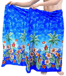 Vintage Casual Aloha Beachwear Wrap Swimwear/Sleepwear Pareo Likre Mens Sarong