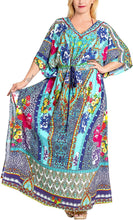 Load image into Gallery viewer, LA LEELA Women&#39;s Plus Size HD Designer Drawstring Caftan Dress Fits L-4X