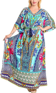 LA LEELA Women's Plus Size HD Designer Drawstring Caftan Dress Fits L-4X