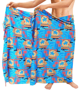 LA LEELA Beach Wear Mens Sarong Pareo Wrap Cover ups Bathing Suit Resort Towel Swimming