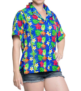 Women Hawaiian Shirt Beach Top Blouses Casual Aloha Holiday Tank Collar Boho